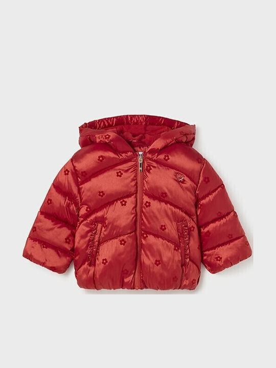 Kinder Steppjacke Kurz mit Kapuze Rot