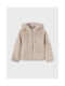 Mayoral Kids Fur Coat Short with Hood Coffee