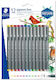 Staedtler Pigment Liner Μαρκαδόροι Ζωγραφικής Λεπτοί Σετ 12 χρώματα