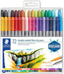 Staedtler Double-Ended Fibre-Tip Pens Marcatori de desen cu Vârf Dublu în 72 Culori