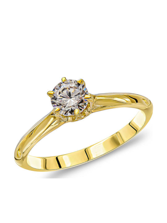 Kiriakos Gofas Single Stone Ring Made of 9K Gold