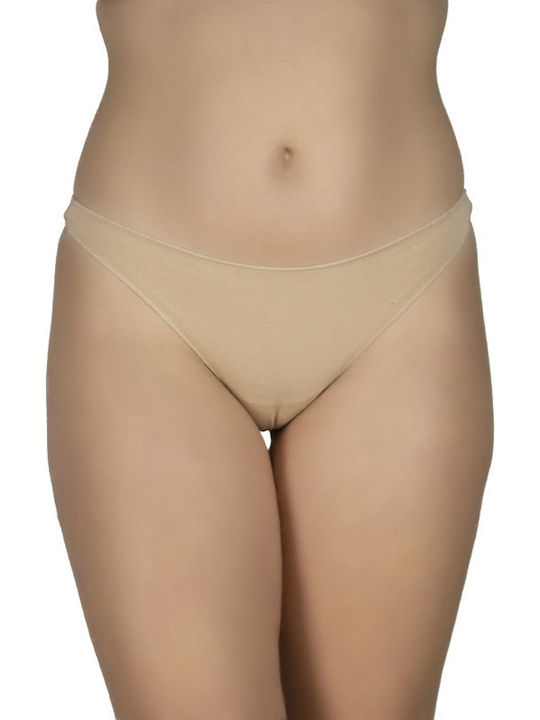 A.A UNDERWEAR Cotton Women's String 3Pack Seamless Beige