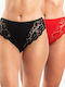 A.A UNDERWEAR Τai Plus Women's Slip 2Pack with Lace Black