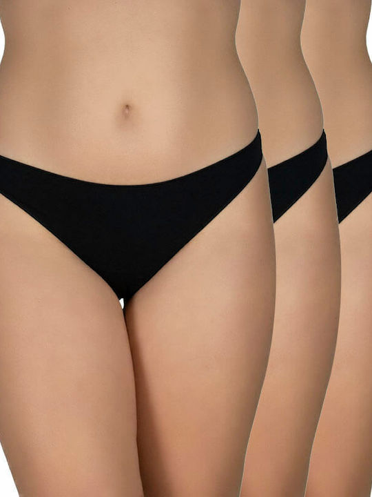 A.A UNDERWEAR Bamboo Femei Șir de caractere 3Pack fără cusături Negre