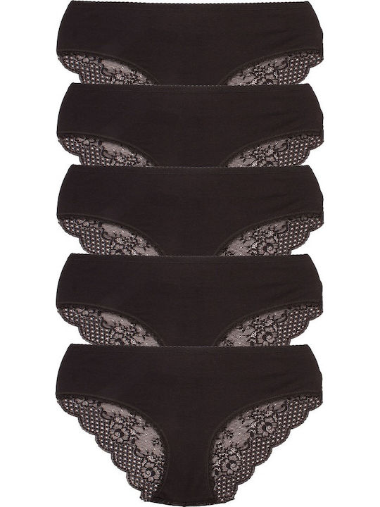 Sexen Slip Talie Înaltă MultiPack cu Dantelă Neagră Sexen Slip Talie Înaltă MultiPack cu Dantelă Neagră