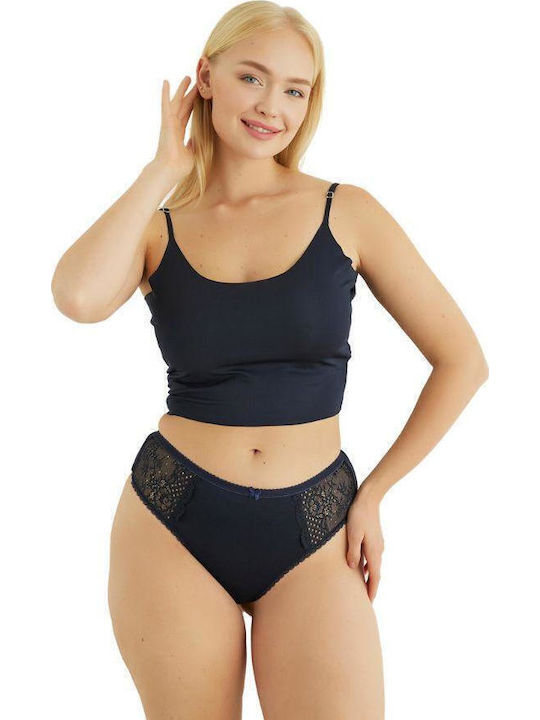 Sexen Damen Zeichenfolge mit Spitze Marineblau