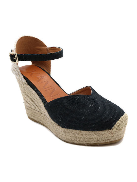 Women's Suede Platform Espadrilles Black