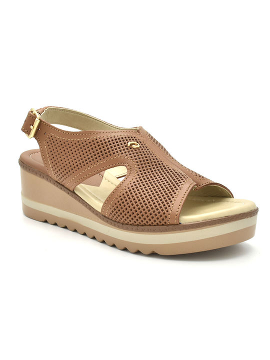 Women's Leather Platform Shoes Tabac Brown