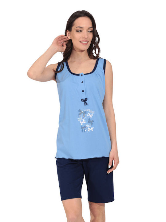 Lydia Creations Summer Women's Pyjama Set Blue