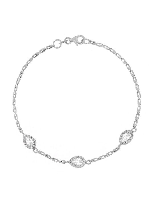 Eforo Bracelet Chain made of White Gold 14K with Zircon