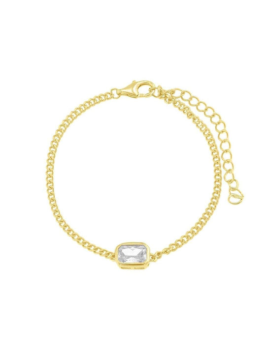 Eforo Bracelet Chain made of Silver Gold Plated with Zircon