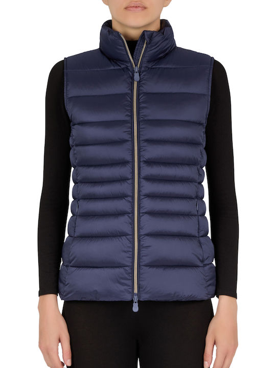 Save The Duck Women's Short Puffer Jacket for Winter Navy Blue