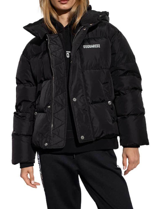 Dsquared2 Women's Short Puffer Jacket for Spring or Autumn Black