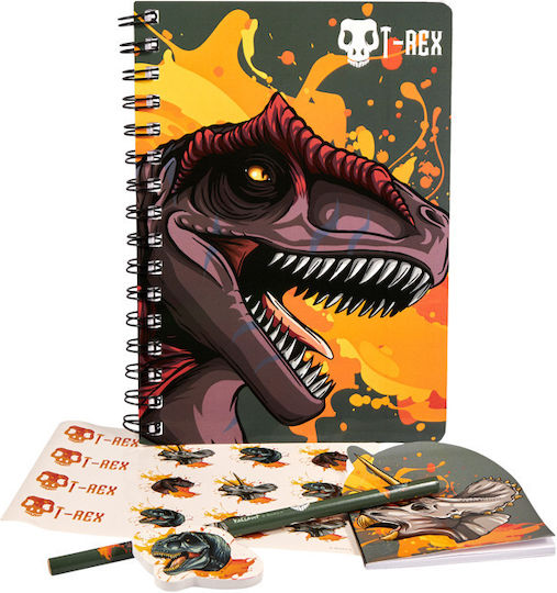 Euromic T-Rex Kinder Schreibwarenset mit Bleistift, Radiergummi und Notizbuch