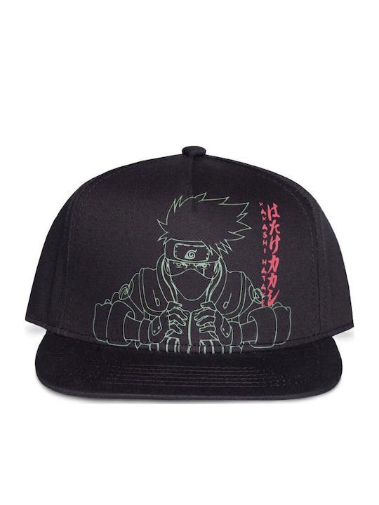 Naruto Shippuden Kakashi Line Art Men's Jockey with Flat Brim Black