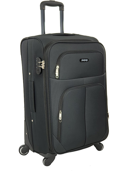 Playbags Mittlerer Stoffkoffer Schwarz mit 4 Rä...