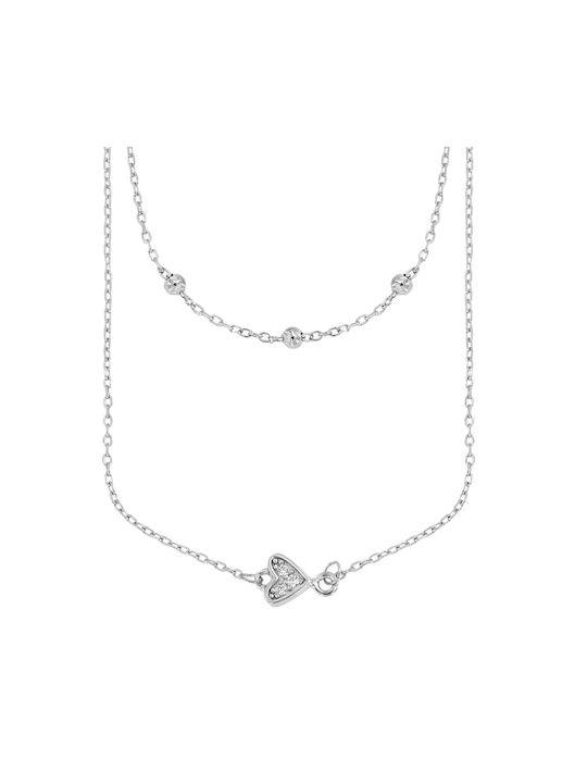 Eforo Necklace Double with design Heart from Silver