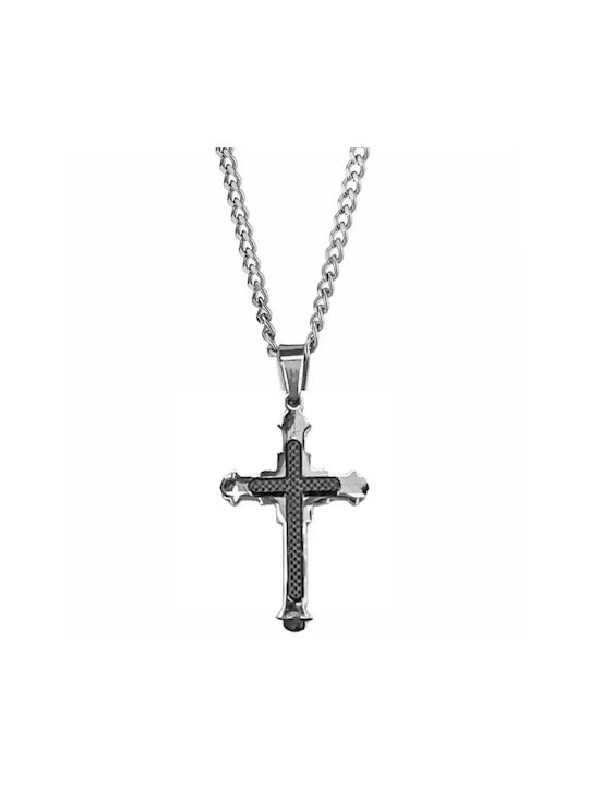 Bode Black Men's Cross from Steel with Chain