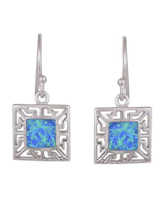 Sava Jewellery Dangle Clip Earrings in Silver with Blue Stones