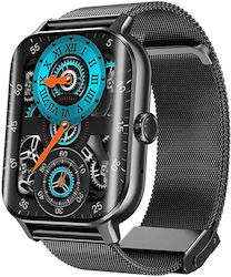 Microwear F12 Smartwatch με Παλμογράφο (Black Steel)