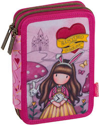 Graffiti Fabric Prefilled Pencil Case with 2 Compartments Fuchsia