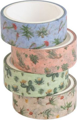 Grupo Erik Adhesive Decoration Tape Σετ Σετ 4 Ταινίες Washi Botanical Cacti by Kokonote SWT002