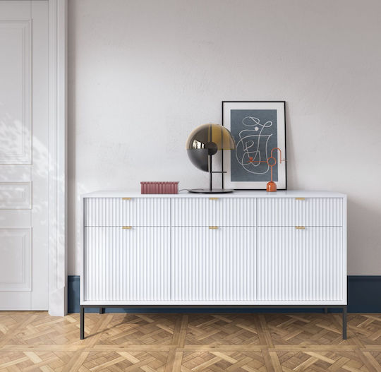 Μπουφές Nova Ξύλινος με Συρτάρια Λευκός 154x39x83cm