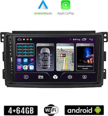 Kirosiwa Car-Audiosystem für Smart FürZwei 2007-2010 (Bluetooth/USB/WiFi/GPS/Apple-Carplay/Android-Auto) mit Touchscreen 9"