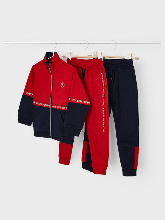 Mayoral Kids Sweatpants Set Red 3pcs