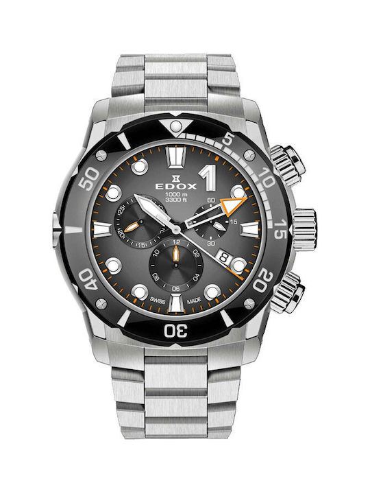 Edox Watch Chronograph Battery with Silver Metal Bracelet