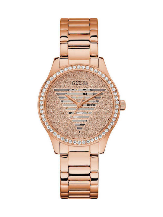 Guess Γυναικείο Ρολόι 38mm Μπαταρίας με Ροζ Χρυ...