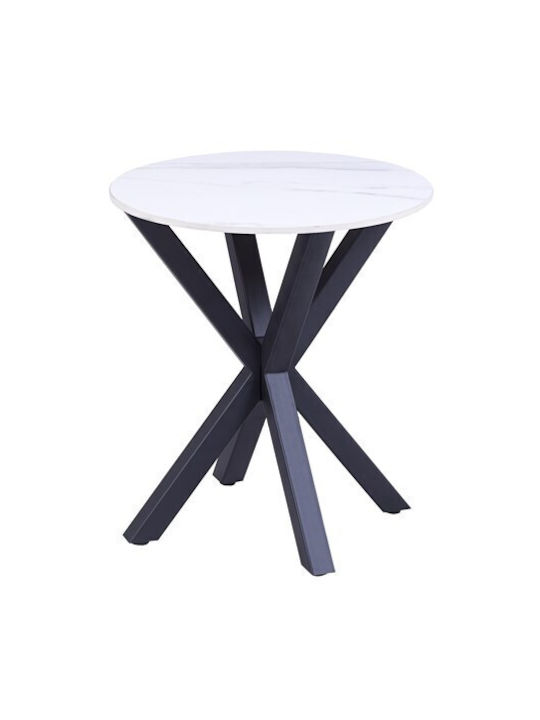 Round Metal Side Table White L50xW50xH55cm