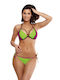 Marko Bikini Set Triangle Top & Slip Bottom Green Striped