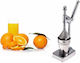 Table Press Lemon / Orange with Container made of Stainless Steel in Silver Color