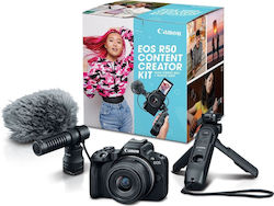 Canon Mirrorless Φωτογραφική Μηχανή EOS R50 Content Creator Kit Crop Frame Kit (RF-S 18-45mm f/4.5-6.3 IS STM) Black