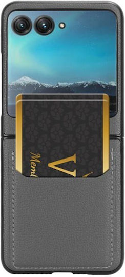 Leather Litchi Back Cover Δερμάτινο / Πλαστικό Γκρι (Razr 40 Ultra)