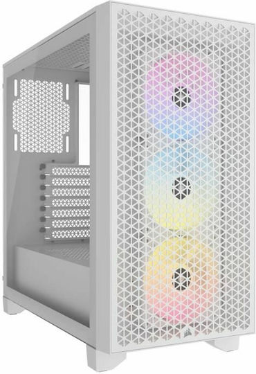 Corsair 3000D Airflow TG RGB Gaming Midi Tower Computer Case with Side Window White