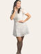 Summer Mini Dress for Wedding Christening with Lace White