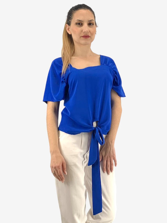 Sushi's Closet Women's Summer Crop Top Short Sleeve Blue