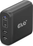 Club3D Ladegerät ohne Kabel GaN mit 2 USB-A Anschlüsse und 2 USB-C Anschlüsse 100W Stromlieferung Schwarzs (CAC-1912EU)