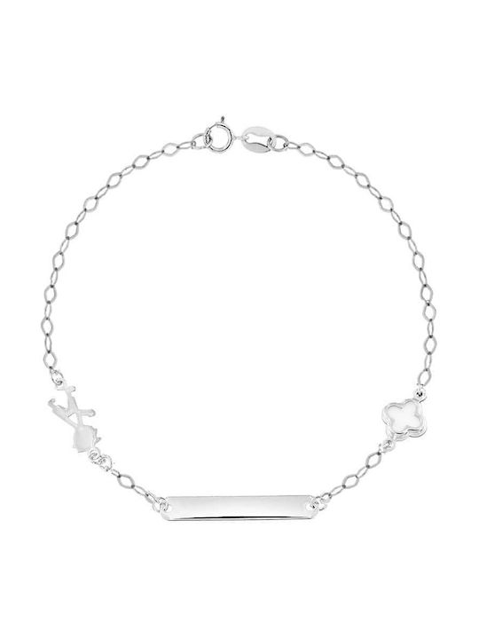 Eforo Kids White Gold ID Bracelet 9K with Figure for Boy