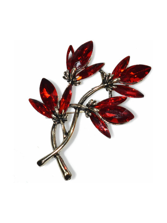 Bizoutaki Pin Blume aus Messing Rot