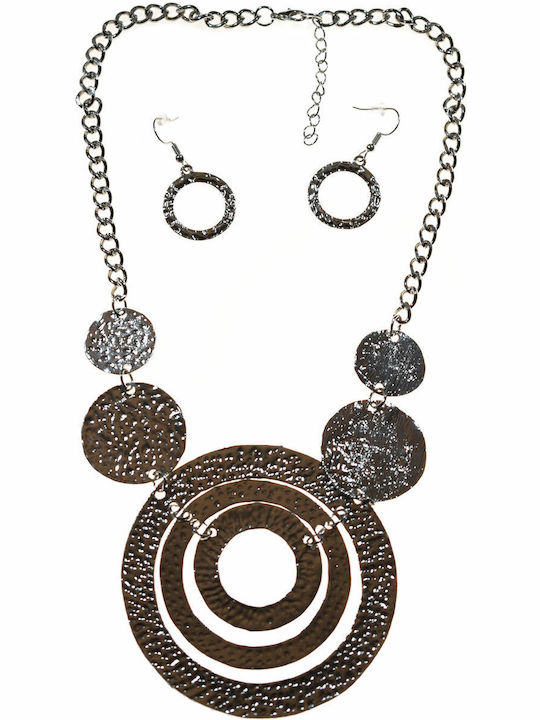 Bizoutaki Set with Necklace & Earrings from Brass