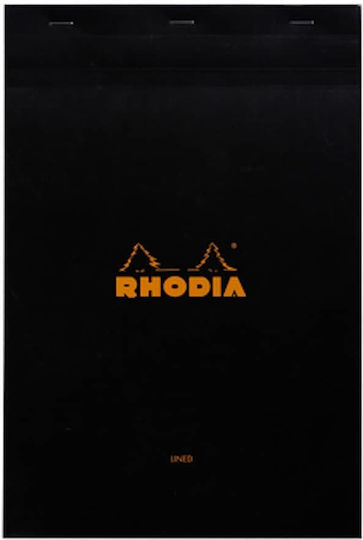Rhodia Block No19 Notebook 80 Sheets A4 with Blank Pages Black