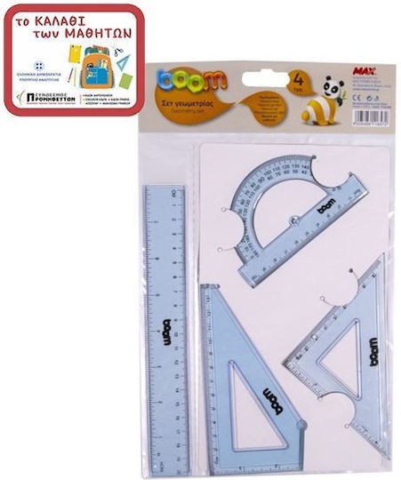 Boom Set 4 Instrumente Geometrice Plastice Transparente