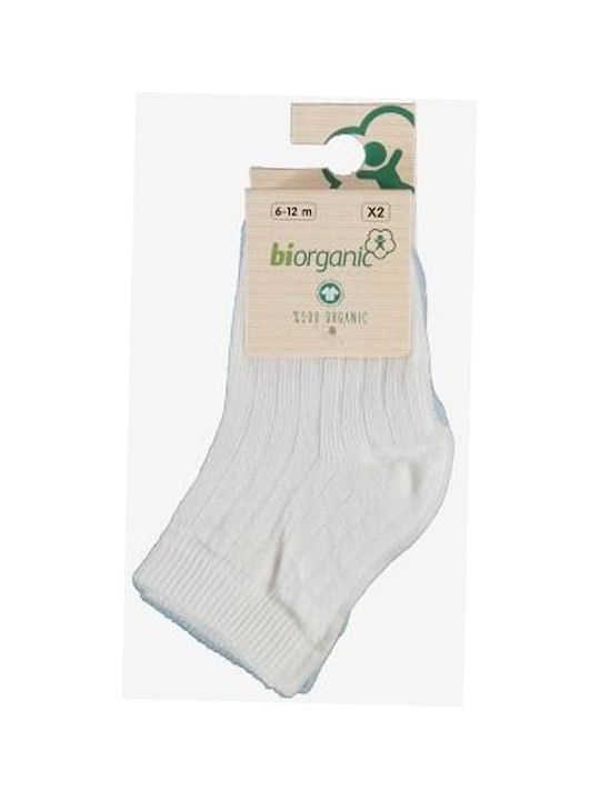 Biorganic Kids Ankle Socks Sky Blue/White 2 Pairs