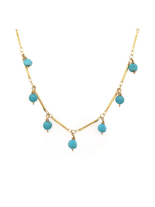 LifeLikes Turquoise Dots Necklace Gold Plated