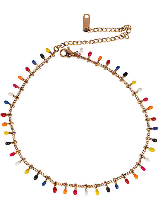 Theodora's Jewellery Femeie Brățară de glezna Lanț din Oțel Placat cu aur