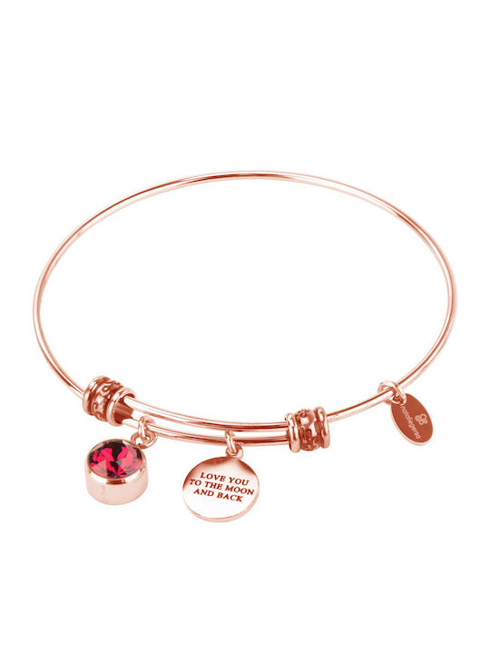 Natalie Gersa Women's Handcuff Bracelet with Heart Design in Gold Plated Stainless Steel with Zircon 21cm
