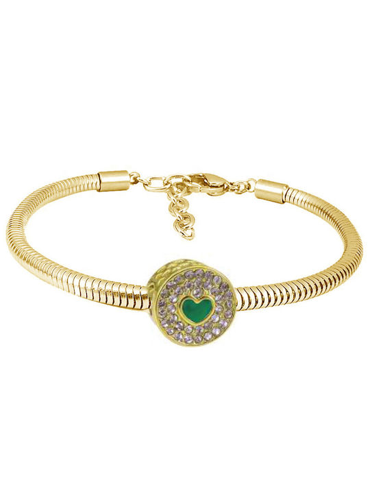 Bode Bracelet with design Heart made of Steel Gold Plated with Zircon